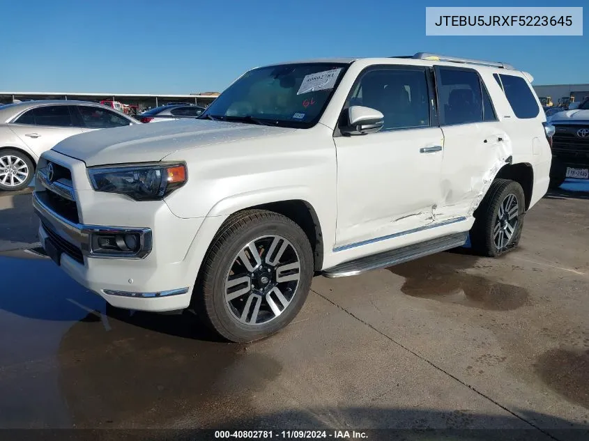 2015 Toyota 4Runner Limited VIN: JTEBU5JRXF5223645 Lot: 40802781