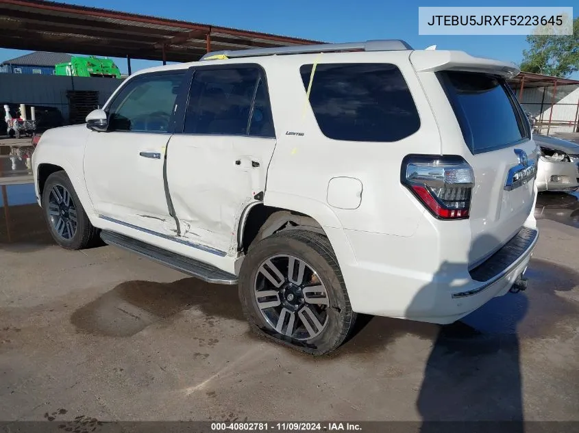 2015 Toyota 4Runner Limited VIN: JTEBU5JRXF5223645 Lot: 40802781