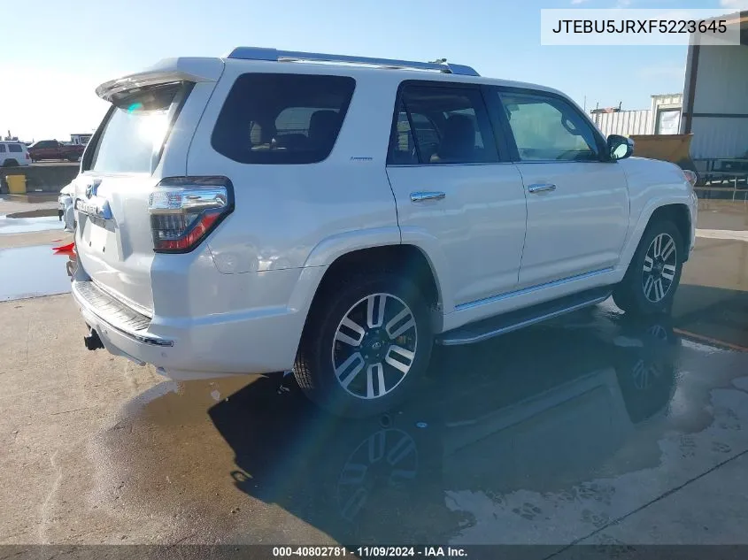 2015 Toyota 4Runner Limited VIN: JTEBU5JRXF5223645 Lot: 40802781