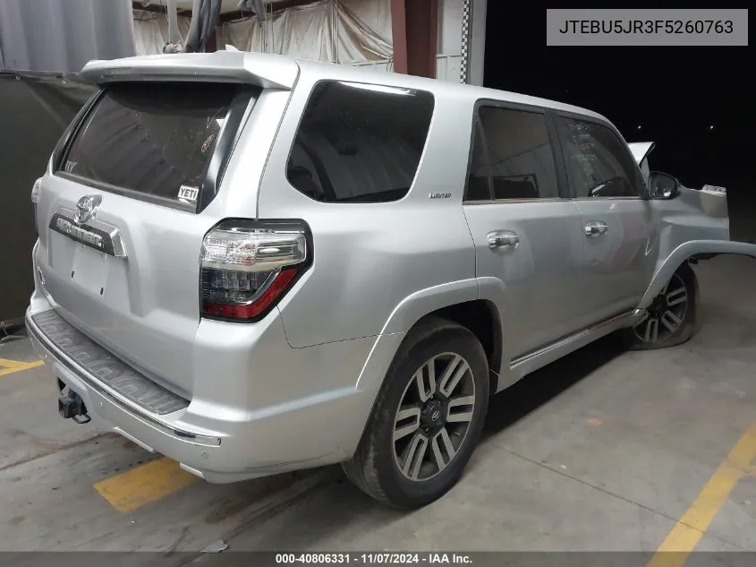 2015 Toyota 4Runner Limited VIN: JTEBU5JR3F5260763 Lot: 40806331