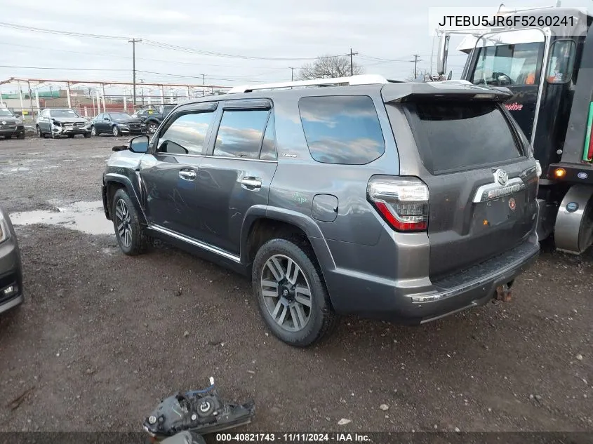 2015 Toyota 4Runner Limited VIN: JTEBU5JR6F5260241 Lot: 40821743