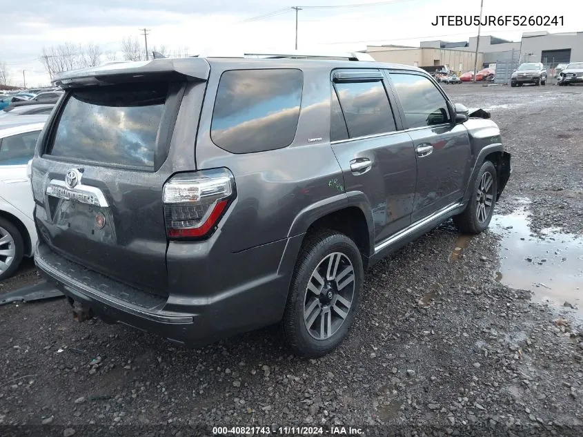 2015 Toyota 4Runner Limited VIN: JTEBU5JR6F5260241 Lot: 40821743