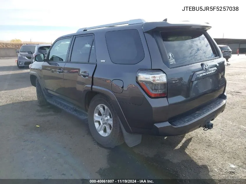 2015 Toyota 4Runner Sr5 VIN: JTEBU5JR5F5257038 Lot: 40861807