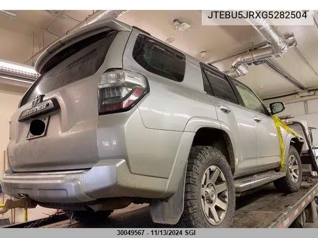 2016 Toyota 4Runner Sr5 Prem/Ltdl/Trail/Trd VIN: JTEBU5JRXG5282504 Lot: 30049567