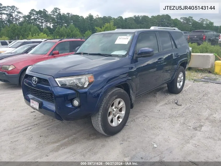 2016 Toyota 4Runner Sr5 VIN: JTEZU5JR4G5143144 Lot: 39731626