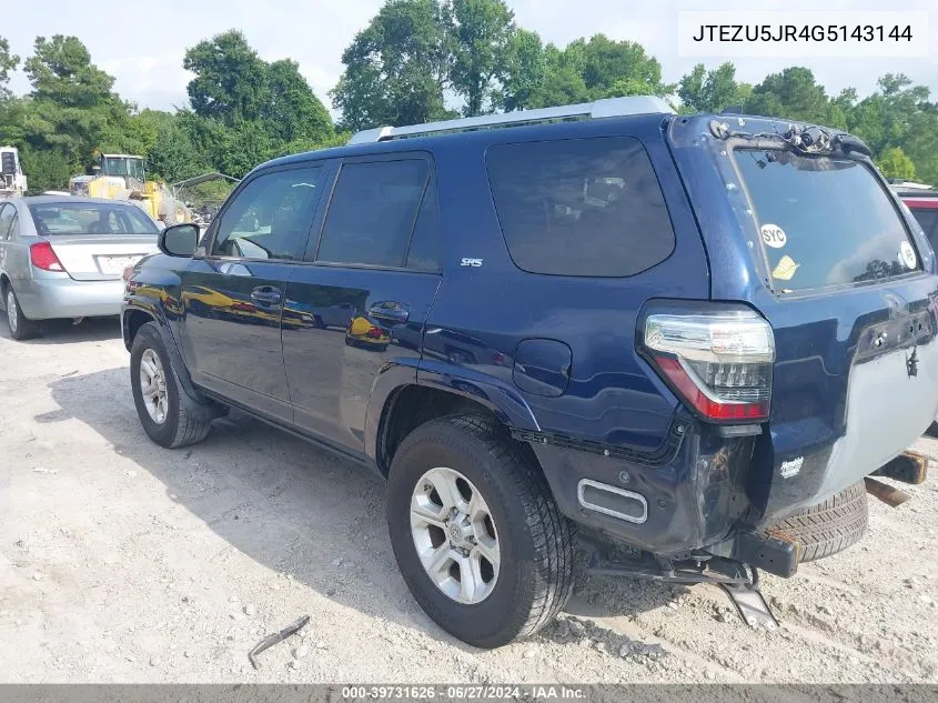 2016 Toyota 4Runner Sr5 VIN: JTEZU5JR4G5143144 Lot: 39731626