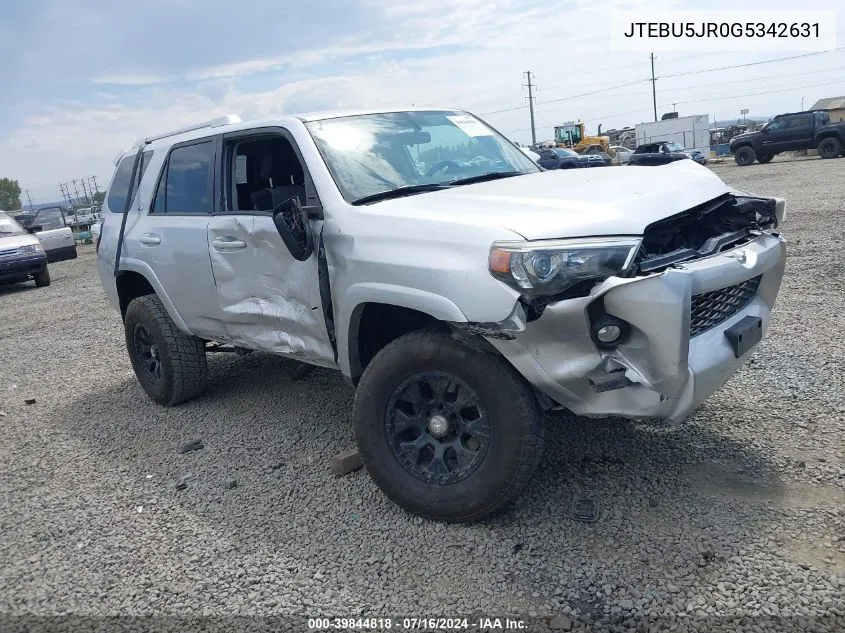 2016 Toyota 4Runner Sr5 VIN: JTEBU5JR0G5342631 Lot: 39844818