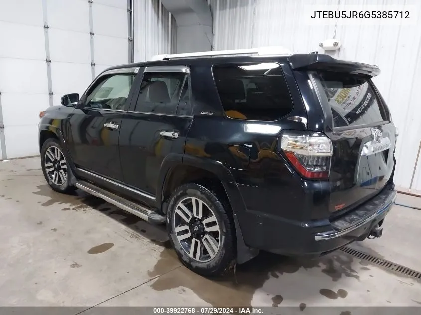 2016 Toyota 4Runner Limited VIN: JTEBU5JR6G5385712 Lot: 39922768