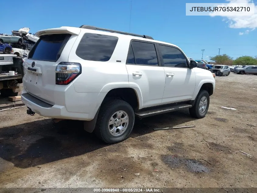 2016 Toyota 4Runner Limited/Sr5/Sr5 Premium/Trail/Trail Premium/Trd Pro VIN: JTEBU5JR7G5342710 Lot: 39969948