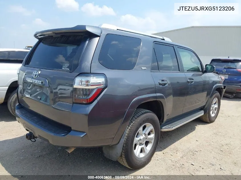 2016 Toyota 4Runner Sr5 VIN: JTEZU5JRXG5123206 Lot: 40063408