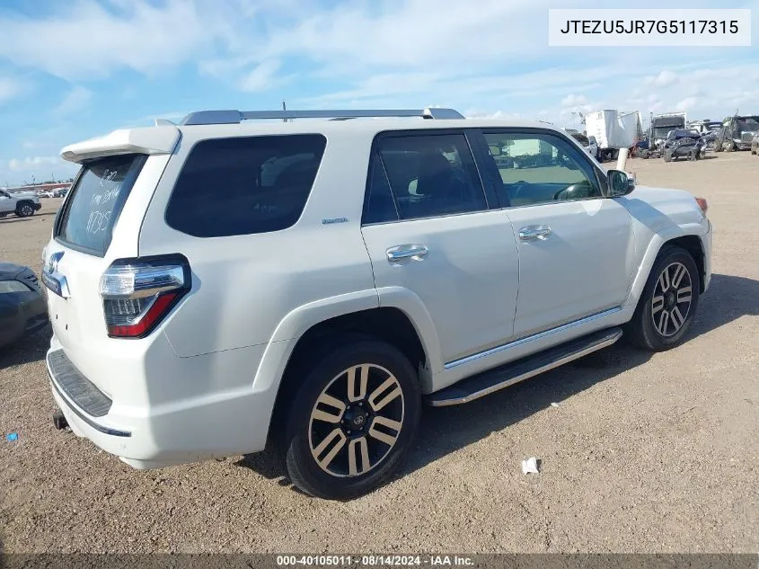 JTEZU5JR7G5117315 2016 Toyota 4Runner Limited