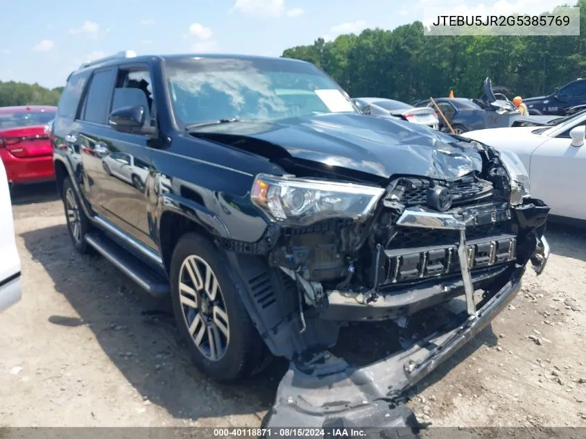 2016 Toyota 4Runner Limited VIN: JTEBU5JR2G5385769 Lot: 40118871