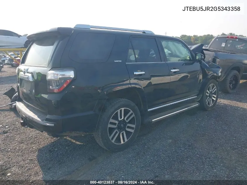 JTEBU5JR2G5343358 2016 Toyota 4Runner Sr5 Prem/Ltdl/Trail/Trd