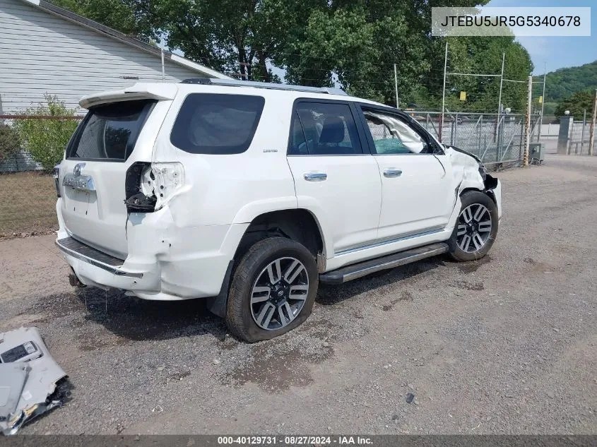 2016 Toyota 4Runner Limited VIN: JTEBU5JR5G5340678 Lot: 40129731