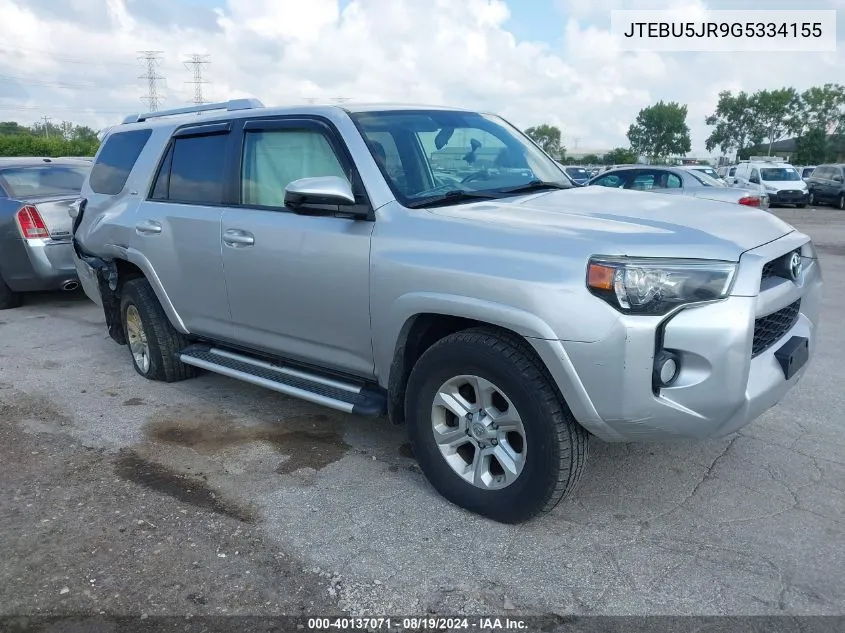 2016 Toyota 4Runner Sr5 VIN: JTEBU5JR9G5334155 Lot: 40137071