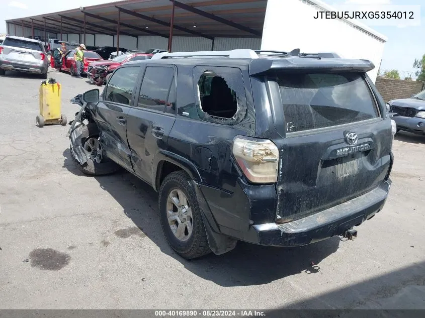 2016 Toyota 4Runner Sr5 VIN: JTEBU5JRXG5354012 Lot: 40169890