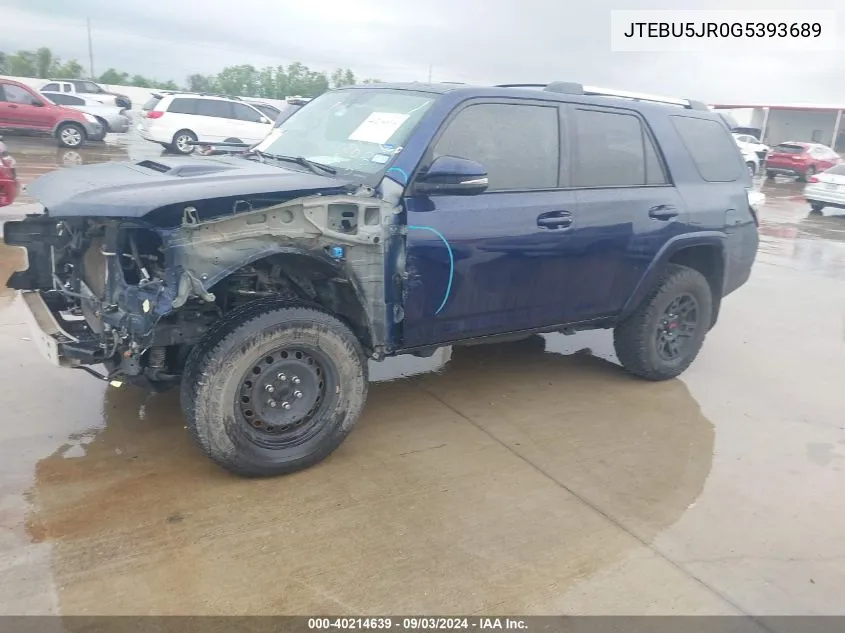 2016 Toyota 4Runner Trail Premium VIN: JTEBU5JR0G5393689 Lot: 40214639