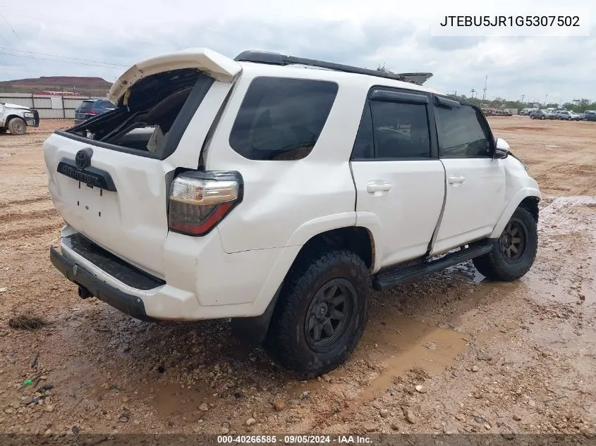 2016 Toyota 4Runner Trail Premium VIN: JTEBU5JR1G5307502 Lot: 40266585