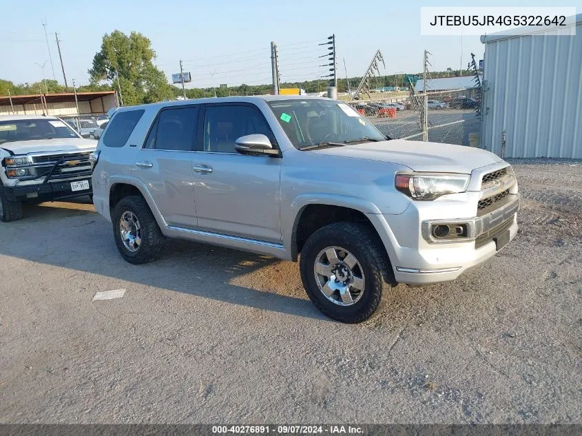 2016 Toyota 4Runner Limited VIN: JTEBU5JR4G5322642 Lot: 40276891