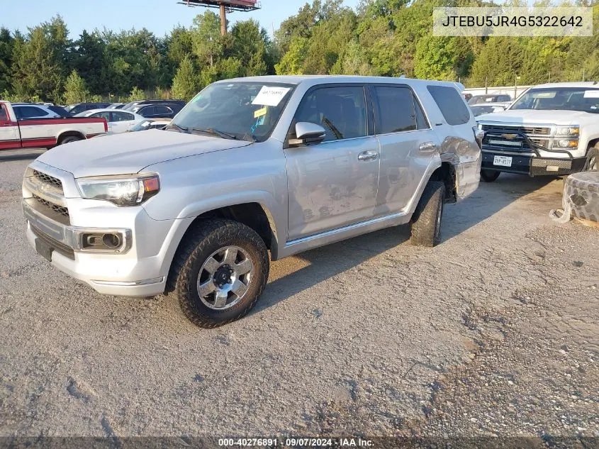 2016 Toyota 4Runner Limited VIN: JTEBU5JR4G5322642 Lot: 40276891