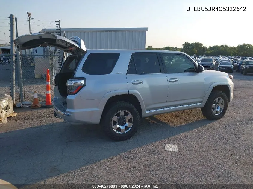 2016 Toyota 4Runner Limited VIN: JTEBU5JR4G5322642 Lot: 40276891