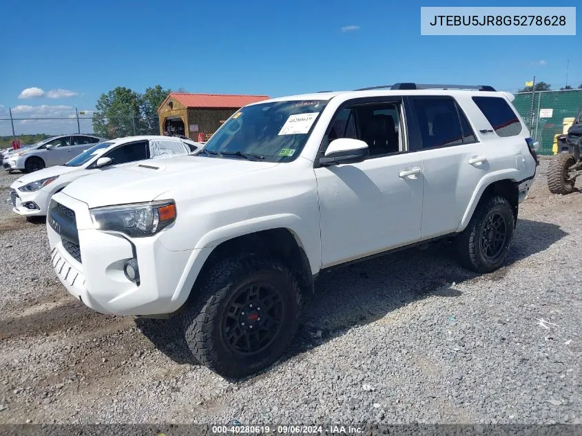 2016 Toyota 4Runner Trd Pro VIN: JTEBU5JR8G5278628 Lot: 40280619