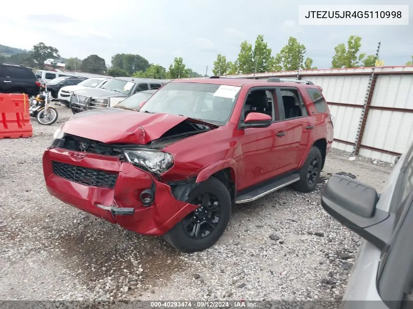 2016 Toyota 4Runner Sr5/Limited/Sr5 Premium VIN: JTEZU5JR4G5110998 Lot: 40293474