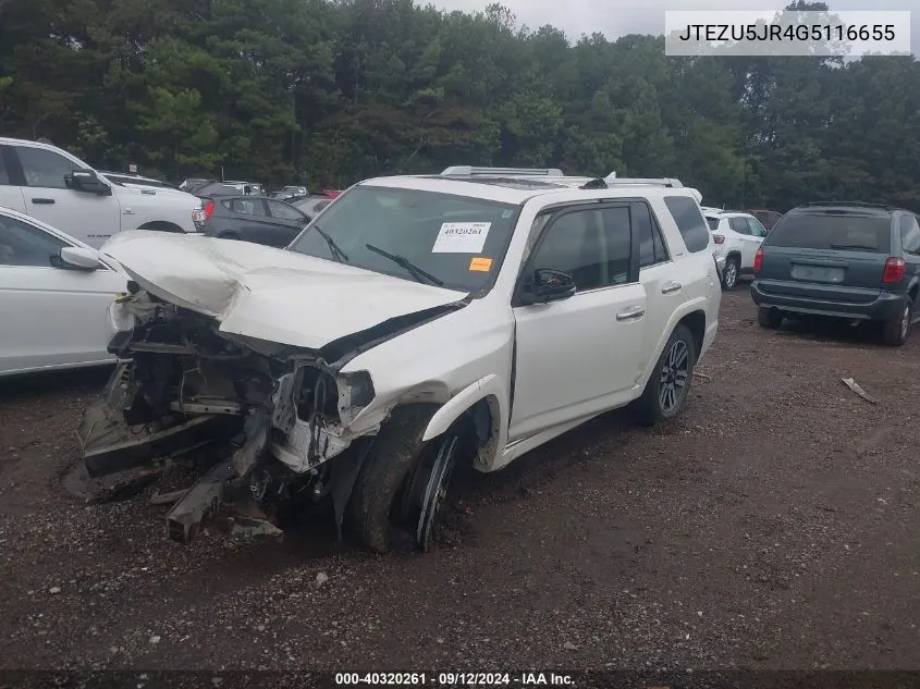 2016 Toyota 4Runner Limited VIN: JTEZU5JR4G5116655 Lot: 40320261