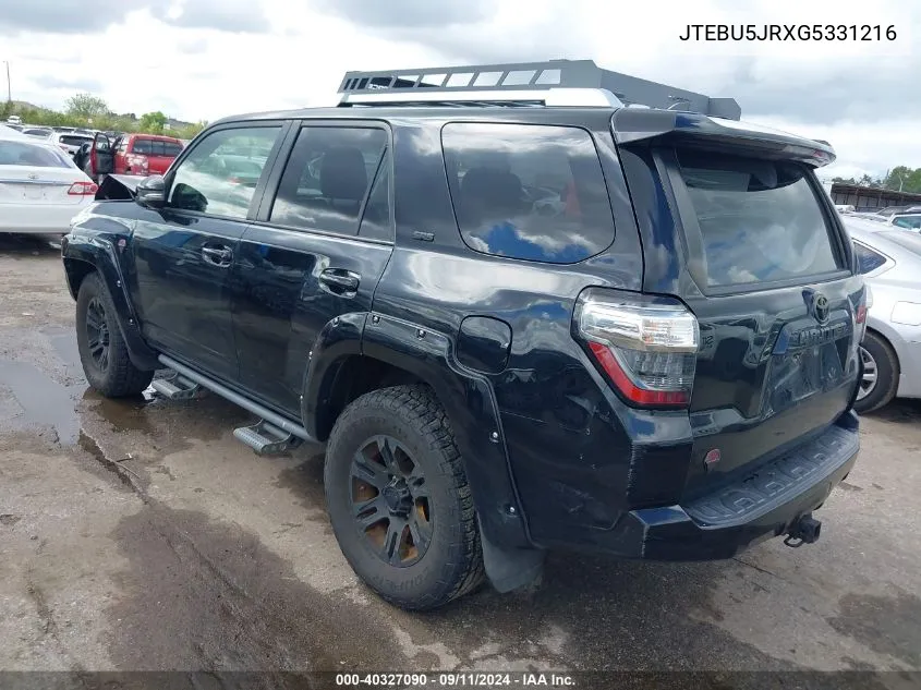 2016 Toyota 4Runner Sr5 Premium VIN: JTEBU5JRXG5331216 Lot: 40327090