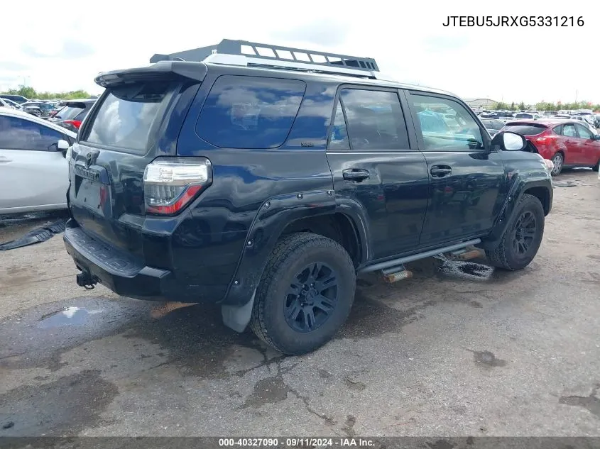 2016 Toyota 4Runner Sr5 Premium VIN: JTEBU5JRXG5331216 Lot: 40327090