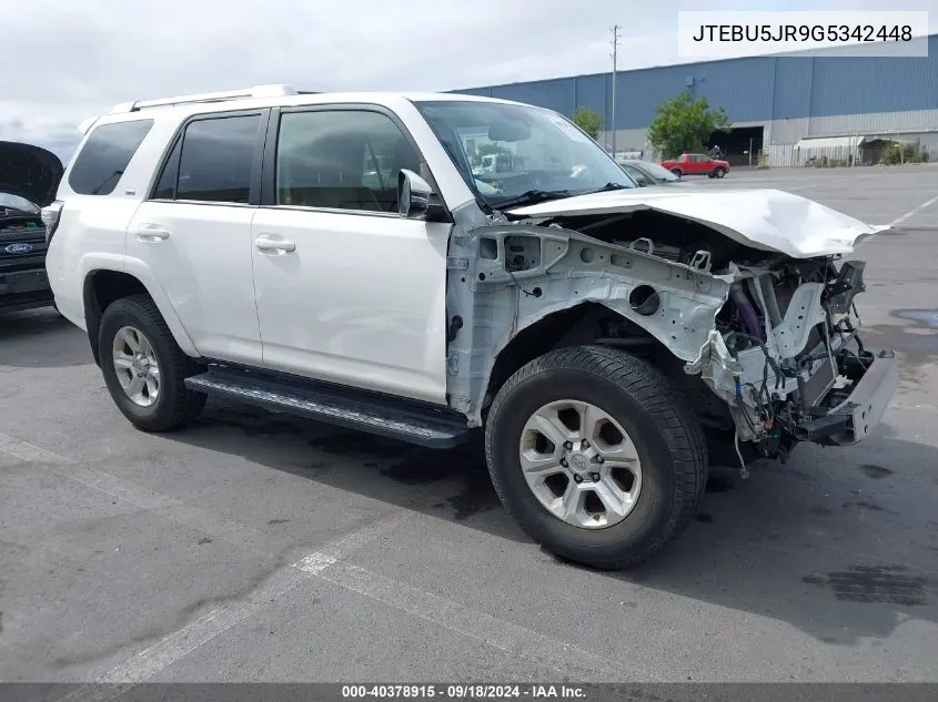 2016 Toyota 4Runner Sr5 Premium VIN: JTEBU5JR9G5342448 Lot: 40378915