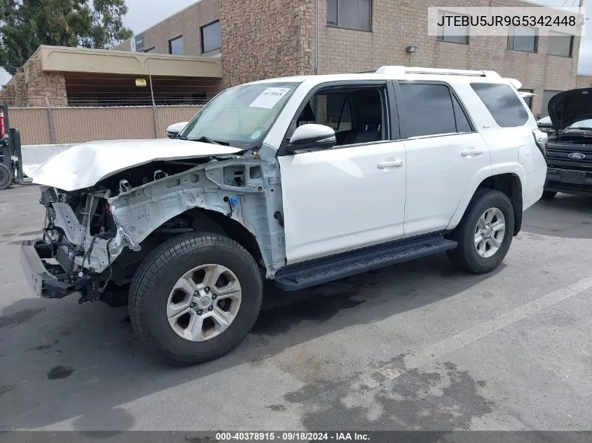 2016 Toyota 4Runner Sr5 Premium VIN: JTEBU5JR9G5342448 Lot: 40378915