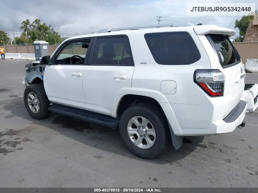 2016 Toyota 4Runner Sr5 Premium VIN: JTEBU5JR9G5342448 Lot: 40378915