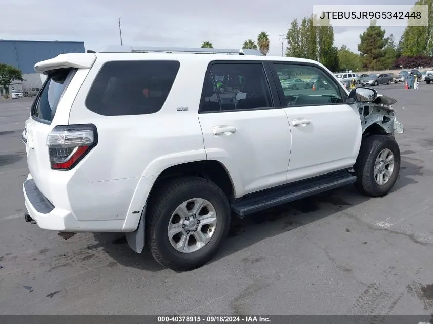 2016 Toyota 4Runner Sr5 Premium VIN: JTEBU5JR9G5342448 Lot: 40378915