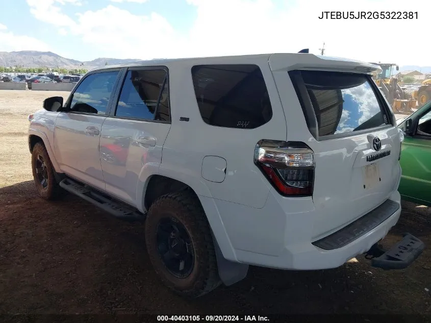 JTEBU5JR2G5322381 2016 Toyota 4Runner Sr5