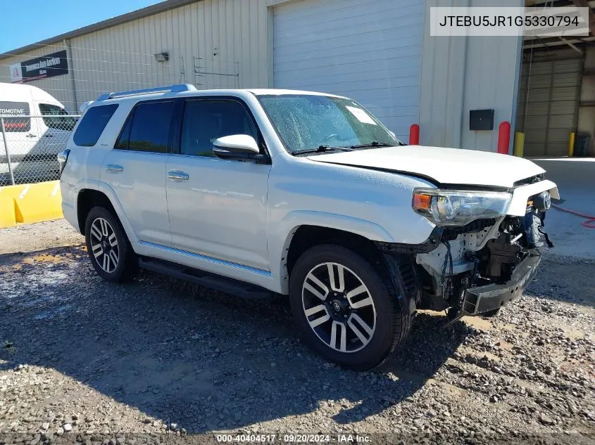 2016 Toyota 4Runner Limited VIN: JTEBU5JR1G5330794 Lot: 40404517