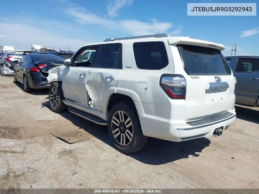 JTEBU5JR9G5292943 2016 Toyota 4Runner Sr5 Prem/Ltdl/Trail/Trd