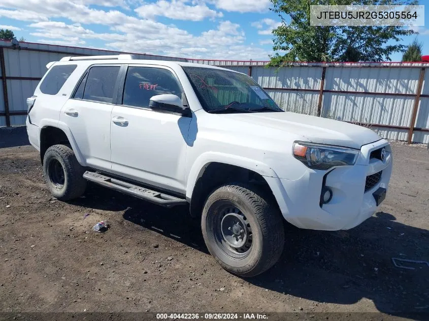 2016 Toyota 4Runner Sr5 Prem/Ltdl/Trail/Trd VIN: JTEBU5JR2G5305564 Lot: 40442236