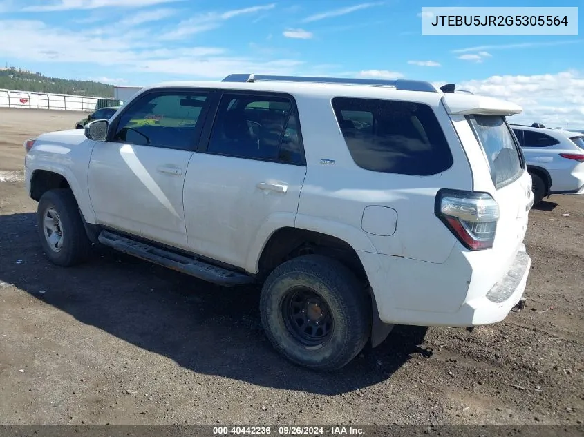 2016 Toyota 4Runner Sr5 Prem/Ltdl/Trail/Trd VIN: JTEBU5JR2G5305564 Lot: 40442236