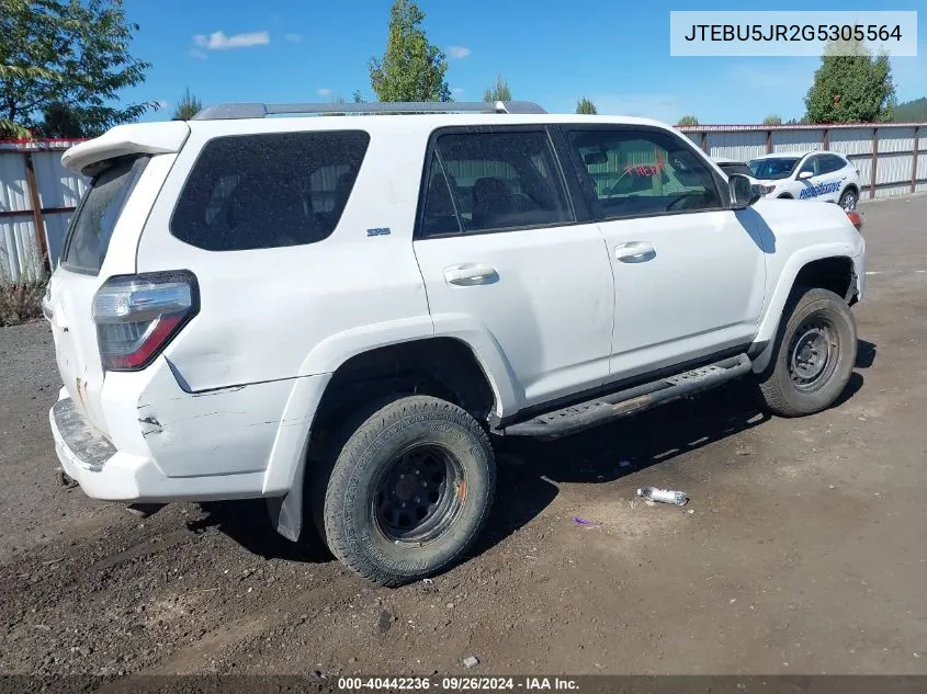 2016 Toyota 4Runner Sr5 Prem/Ltdl/Trail/Trd VIN: JTEBU5JR2G5305564 Lot: 40442236