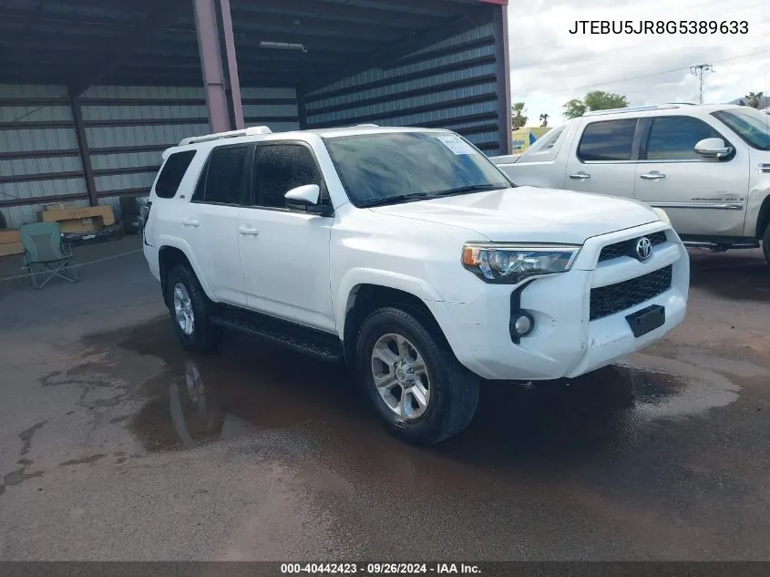 2016 Toyota 4Runner Limited/Sr5/Sr5 Premium/Trail/Trail Premium/Trd Pro VIN: JTEBU5JR8G5389633 Lot: 40442423