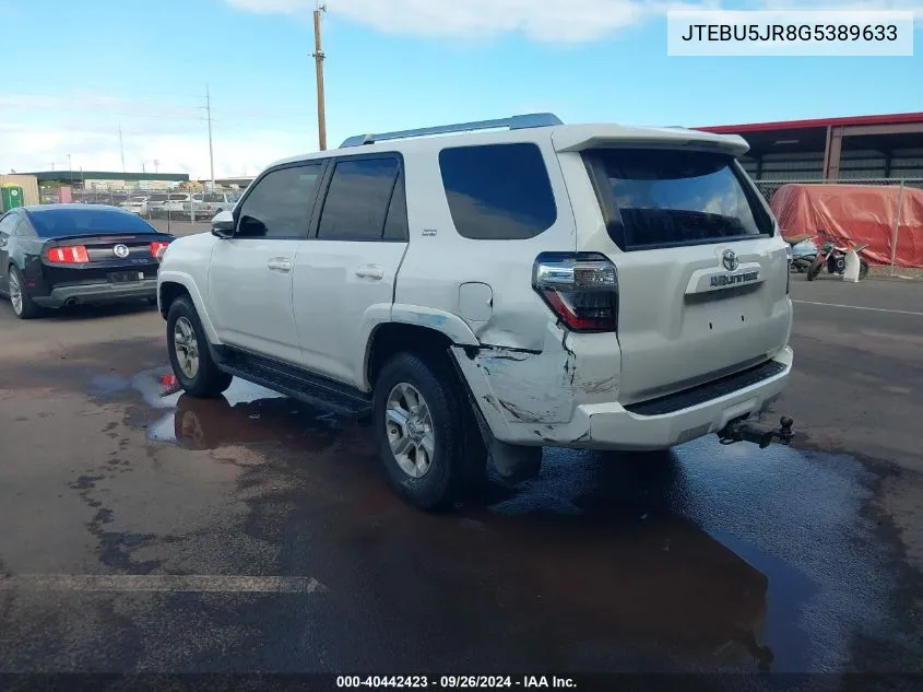 2016 Toyota 4Runner Limited/Sr5/Sr5 Premium/Trail/Trail Premium/Trd Pro VIN: JTEBU5JR8G5389633 Lot: 40442423