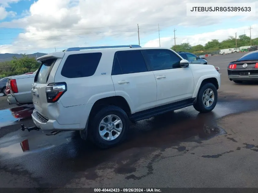 2016 Toyota 4Runner Limited/Sr5/Sr5 Premium/Trail/Trail Premium/Trd Pro VIN: JTEBU5JR8G5389633 Lot: 40442423