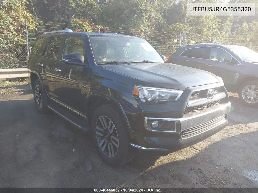 2016 Toyota 4Runner Sr5 Prem/Ltdl/Trail/Trd VIN: JTEBU5JR4G5355320 Lot: 40446032