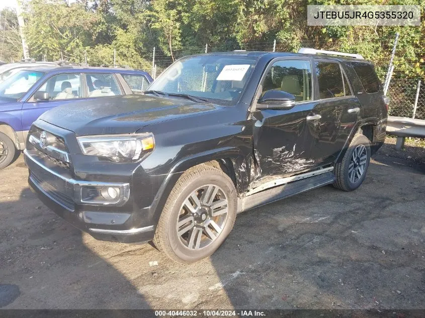 2016 Toyota 4Runner Sr5 Prem/Ltdl/Trail/Trd VIN: JTEBU5JR4G5355320 Lot: 40446032