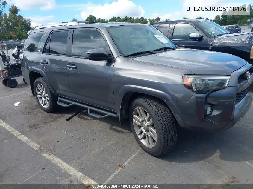 2016 Toyota 4Runner Sr5 VIN: JTEZU5JR3G5118476 Lot: 40467368