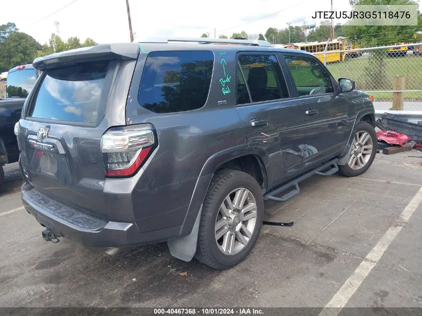 2016 Toyota 4Runner Sr5 VIN: JTEZU5JR3G5118476 Lot: 40467368