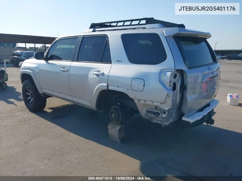 2016 Toyota 4Runner Sr5 VIN: JTEBU5JR2G5401176 Lot: 40471810