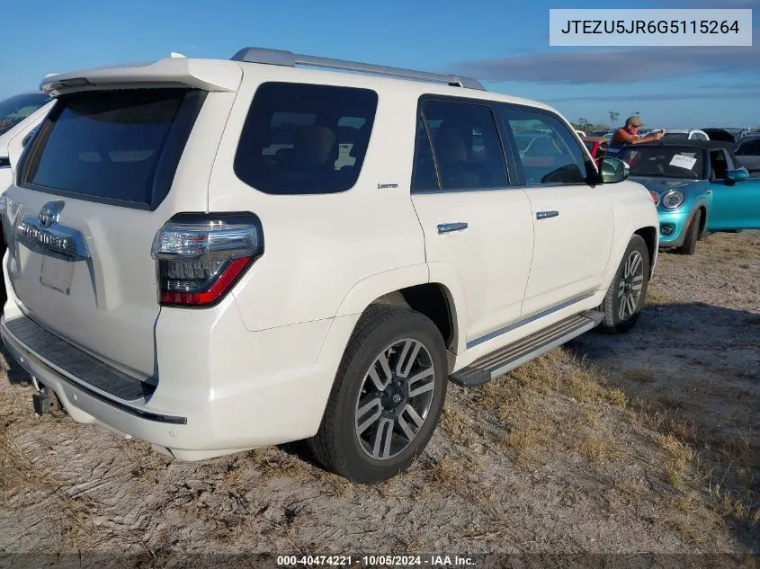 2016 Toyota 4Runner Limited VIN: JTEZU5JR6G5115264 Lot: 40474221