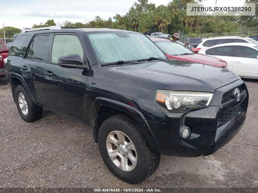 2016 Toyota 4Runner Sr5 Prem/Ltdl/Trail/Trd VIN: JTEBU5JRXG5388290 Lot: 40476439